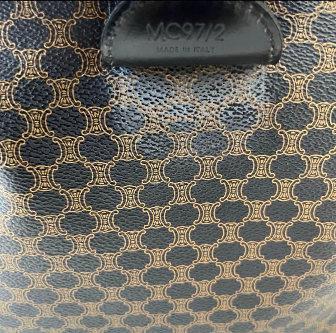 美品 CELINE ボストンバッグ 黒マカダム トリオンフ 南京錠 ゴールド金具