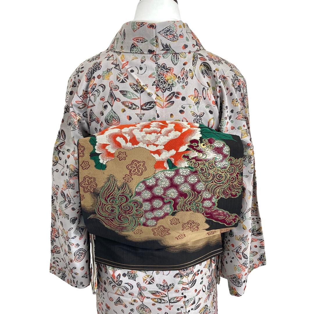 身丈162 セミアンティーク お召　着物　NO6