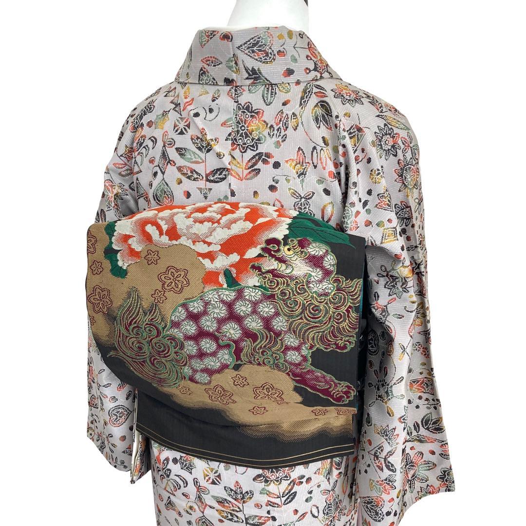 身丈162 セミアンティーク お召　着物　NO6