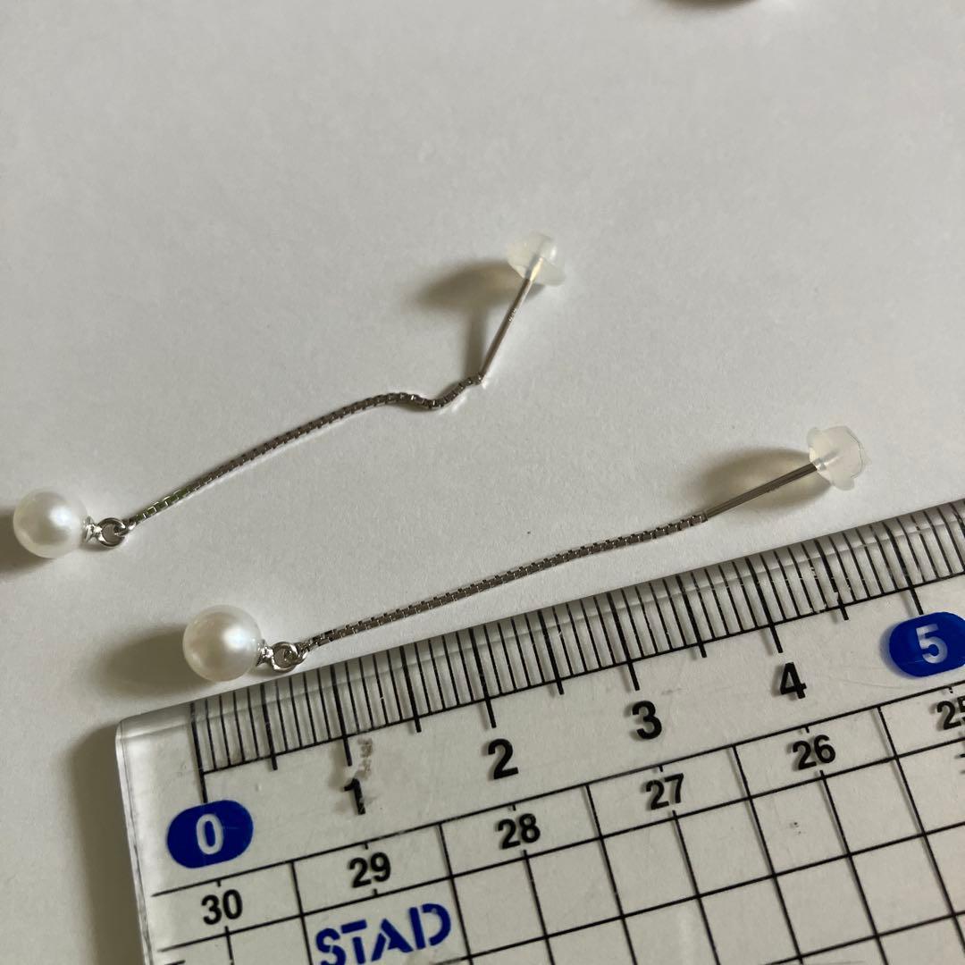 c*8様 タサキ アメリカンピアス チェーン パール K18WG ホワイトゴール