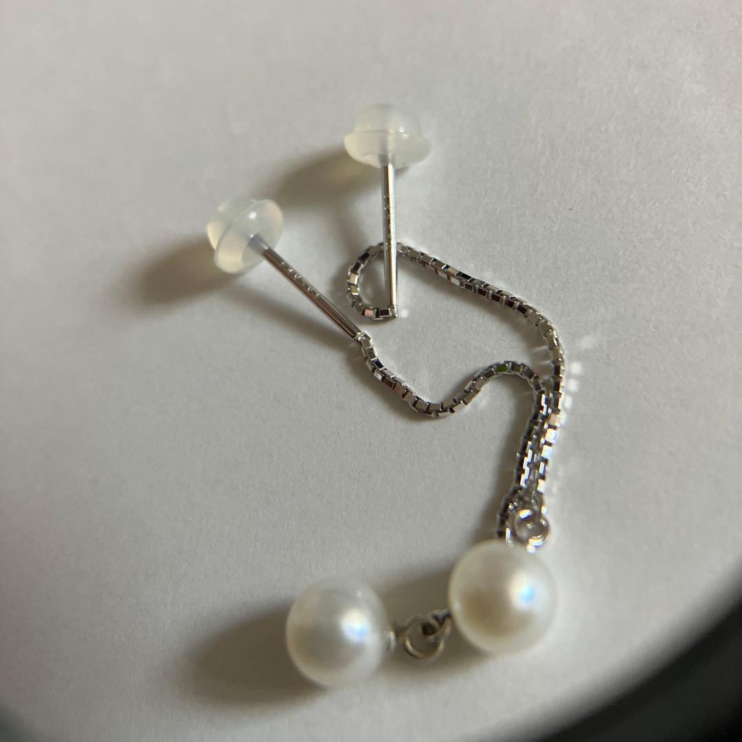 c*8様 タサキ アメリカンピアス チェーン パール K18WG ホワイトゴール