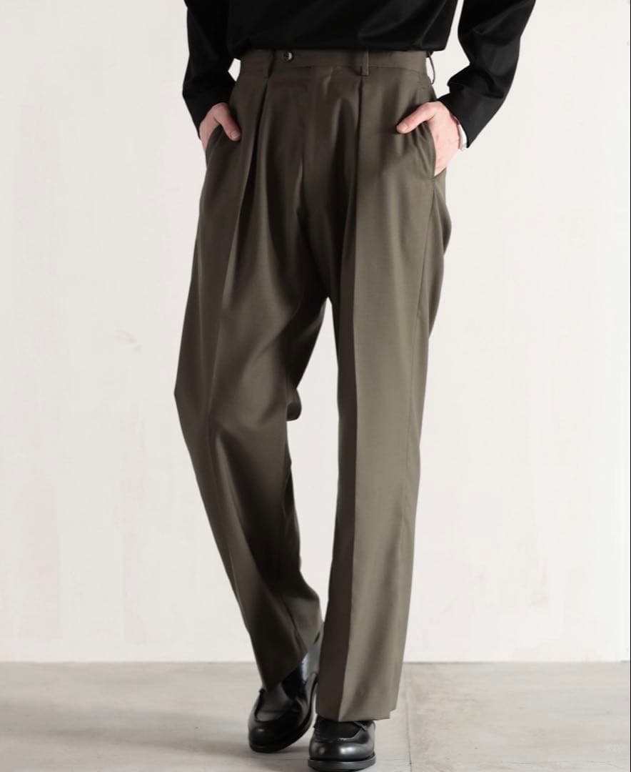 mb ハイエンド尾州ウールカラースラックス　カーキ