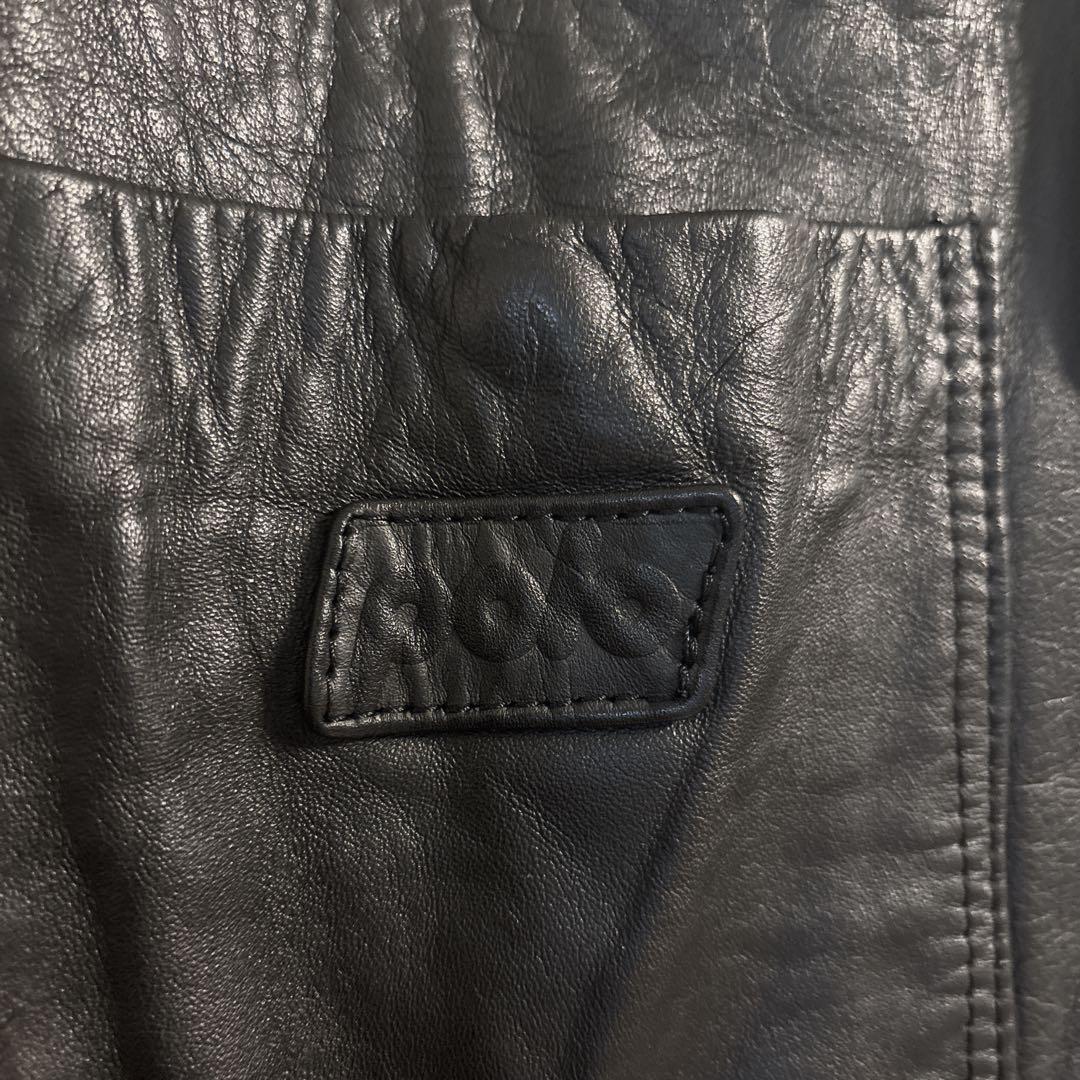 【POLO】ライディング レザーパンツ オーバーオール 本革 52 黒 ポロ