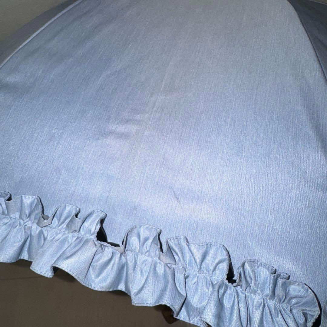 サンバリア100 フリル ブルー 長傘Mサイズ