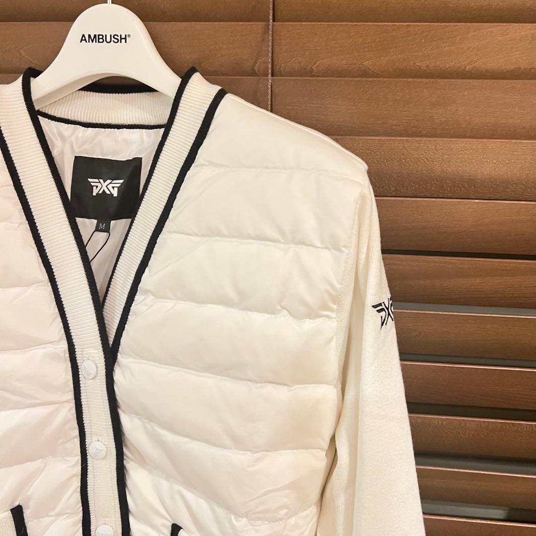 PXG ゴルフ レディース ニットダウン カーディガン ジャケット 長袖 白M