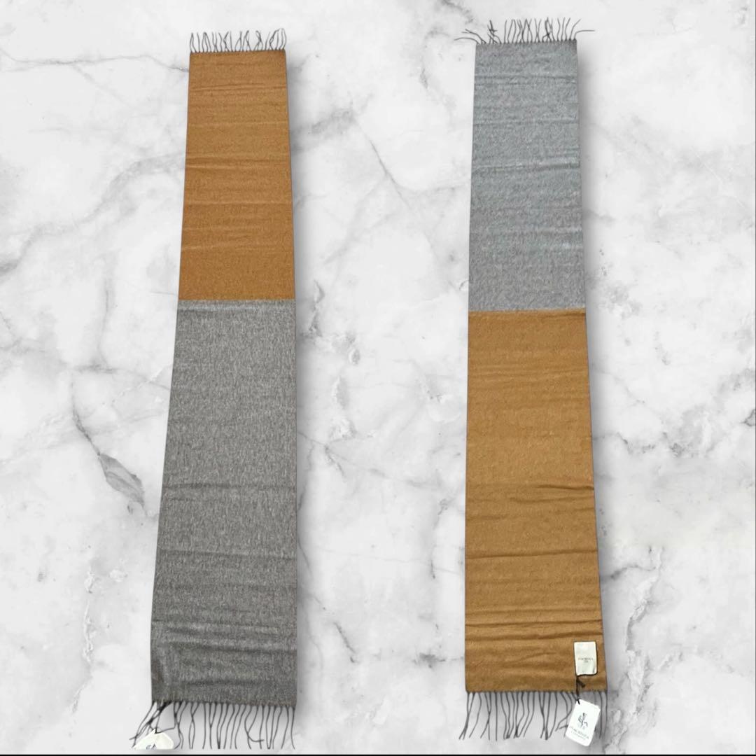 【新品】 PIACENZA カシミヤ シルク マフラー ブラウン グレー