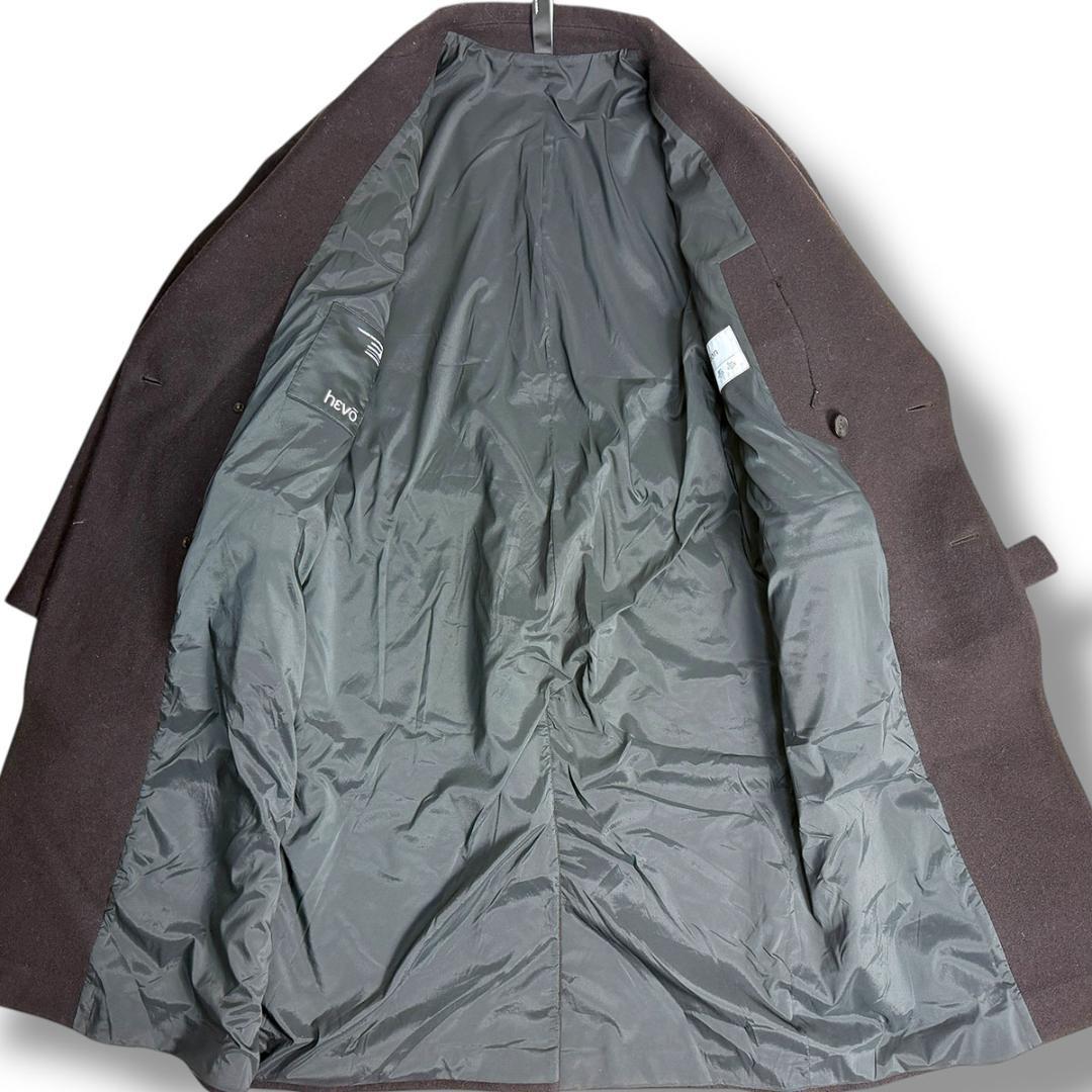 J7112美品 イーヴォ ブリンディジダブルベルテッドコート ダークブラウン48