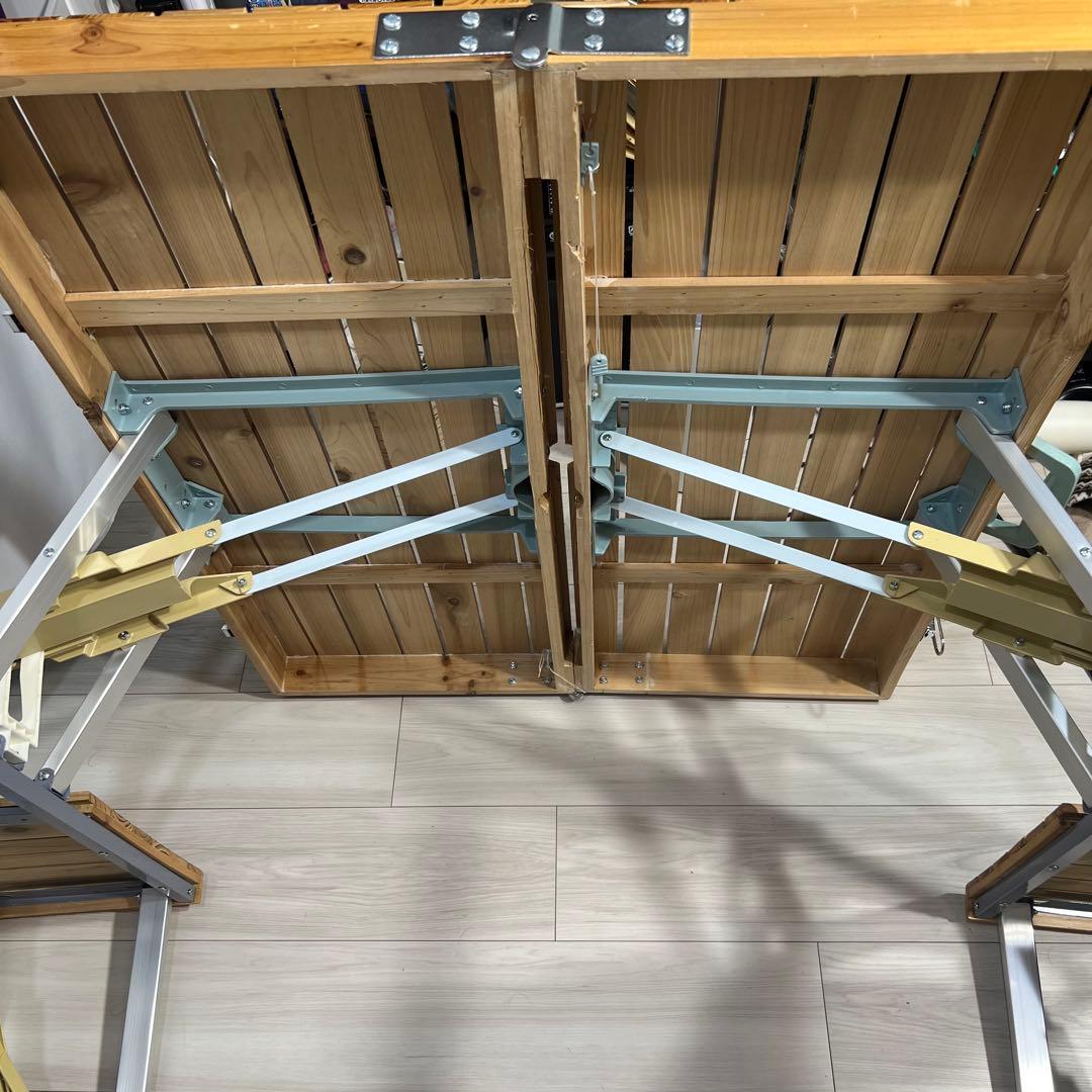 木製 折り畳み ピクニック　テーブルセット 椅子一体型　BBQ アウトドア