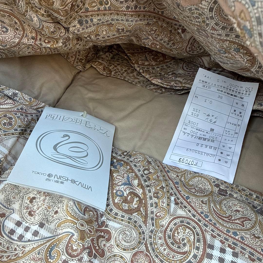 y*m様 未使用東京西川バーバリーBurberrys羽毛肌掛布団ダウン85％フェ