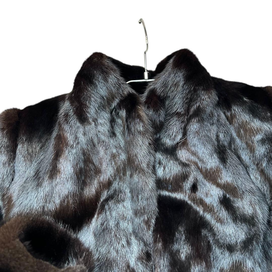 着丈70cm ブラックミンク リアルファーコート 毛並み◎ なめし柔らか 艶◎