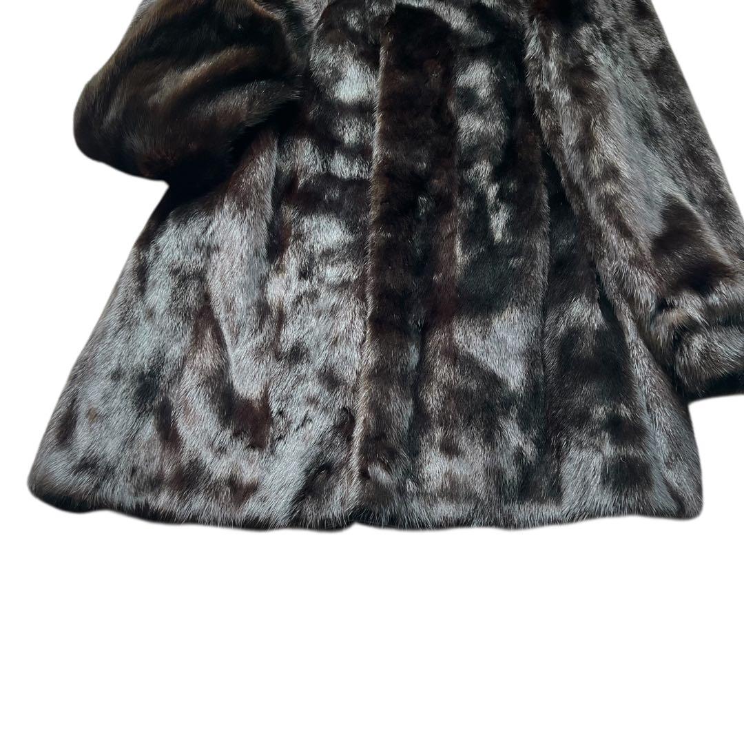 着丈70cm ブラックミンク リアルファーコート 毛並み◎ なめし柔らか 艶◎