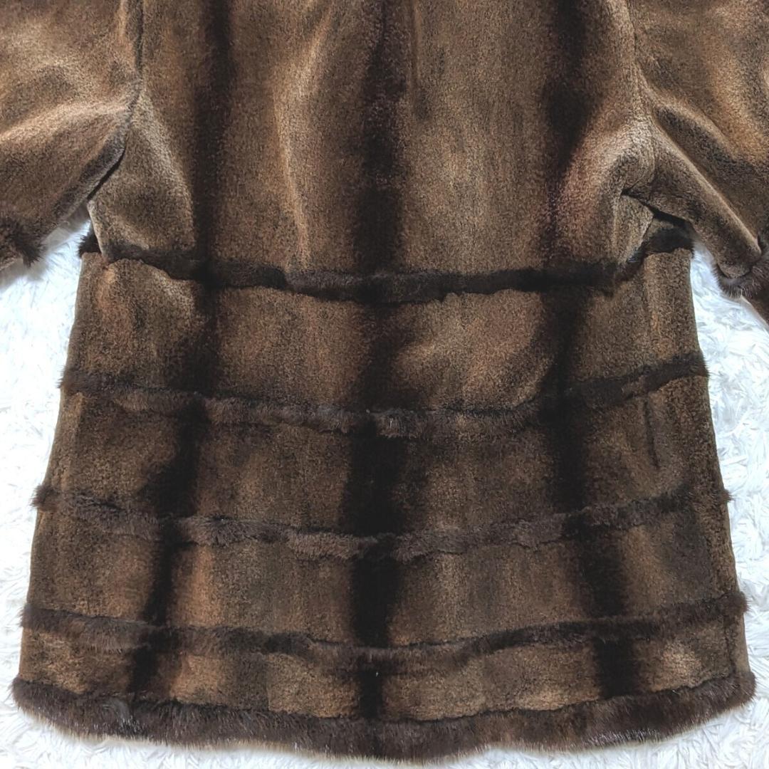 コペンハーゲンファー 毛皮コート ミンク ジャケット シェルボタン ブラウン