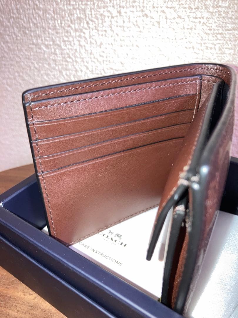 新品COACH コーチ　二つ折り財布　レザー　ブラウン