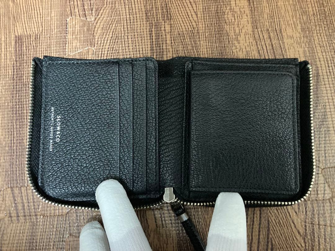 SLOW スロウ 二つ折り財布 ゴート レザー ミニウォレット L字ファスナー