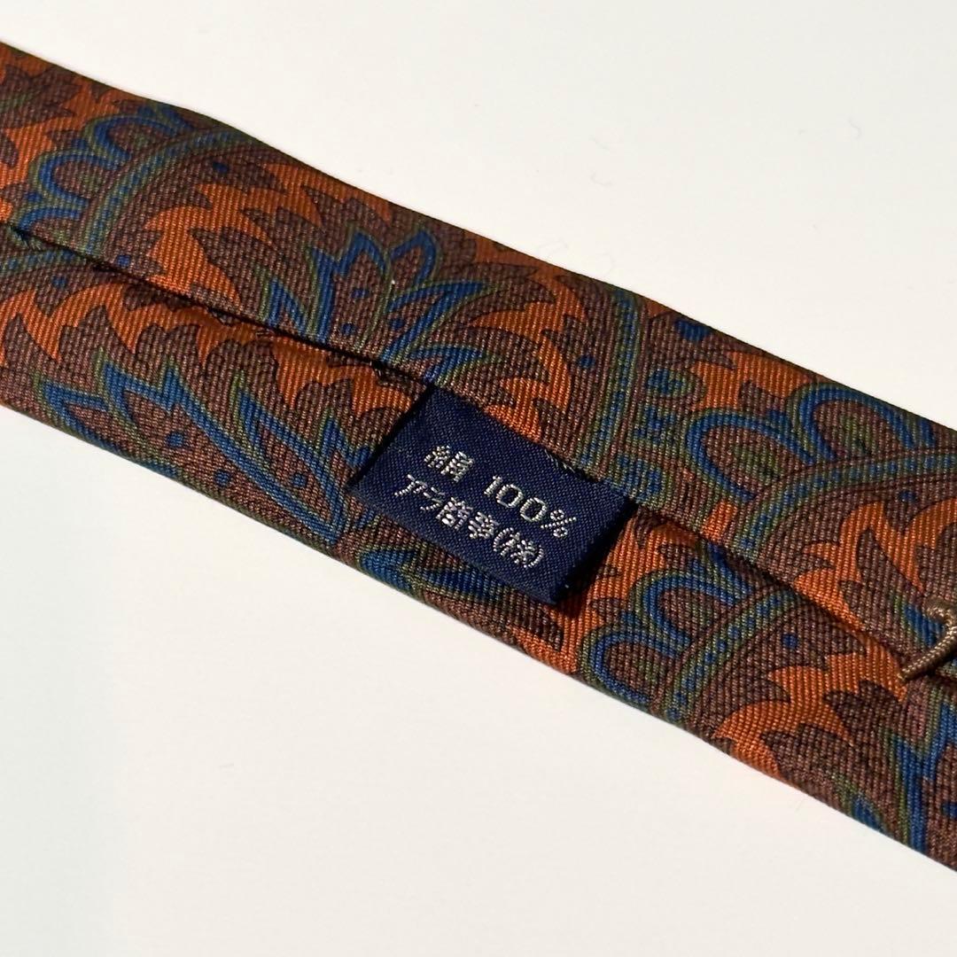 【美品】 Burberry バーバリー ペイズリー柄 オレンジ系 ネクタイ
