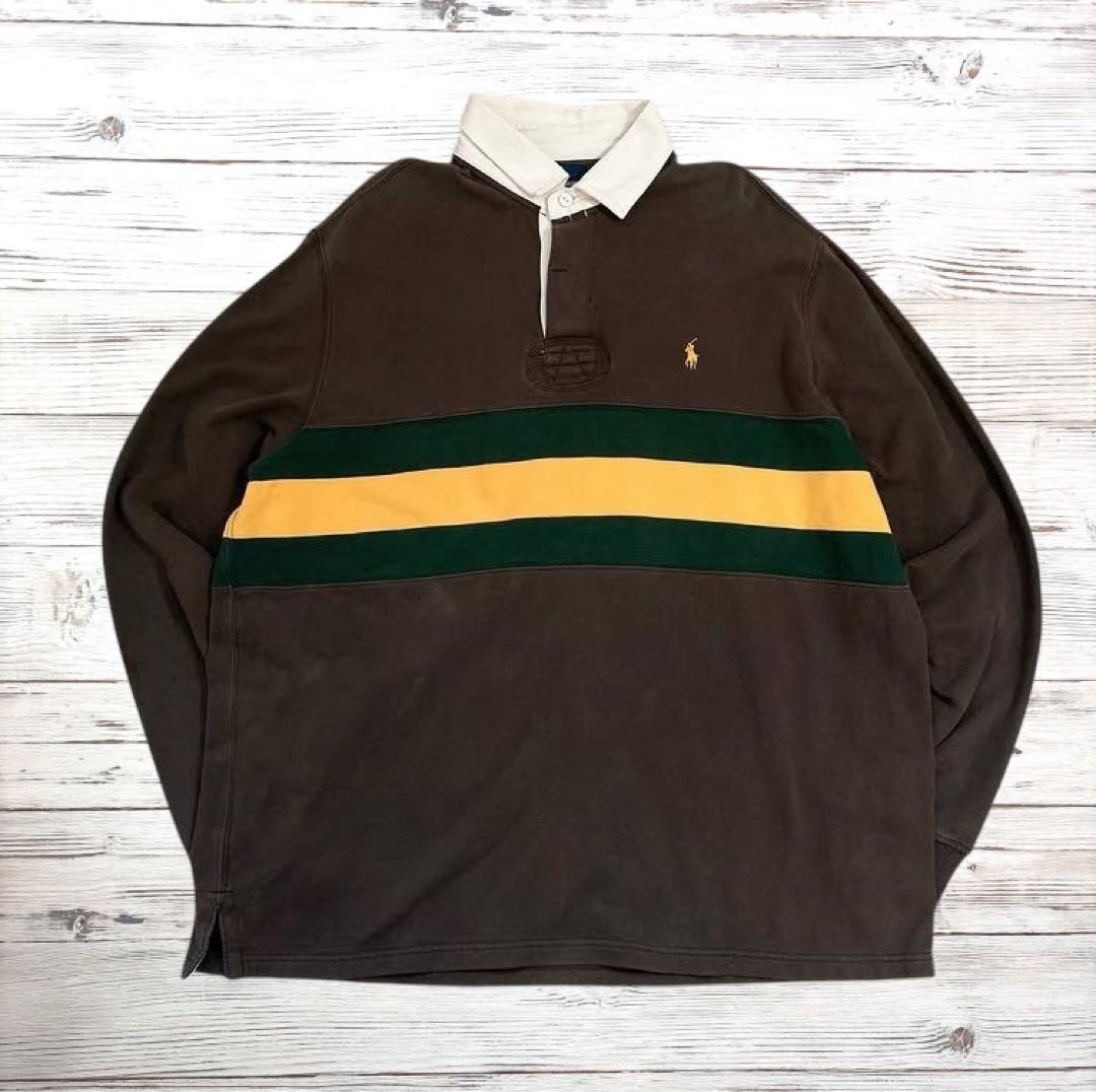 Ralph Lauren ラガーシャツ 刺繍ロゴ ボーダー XL 0104
