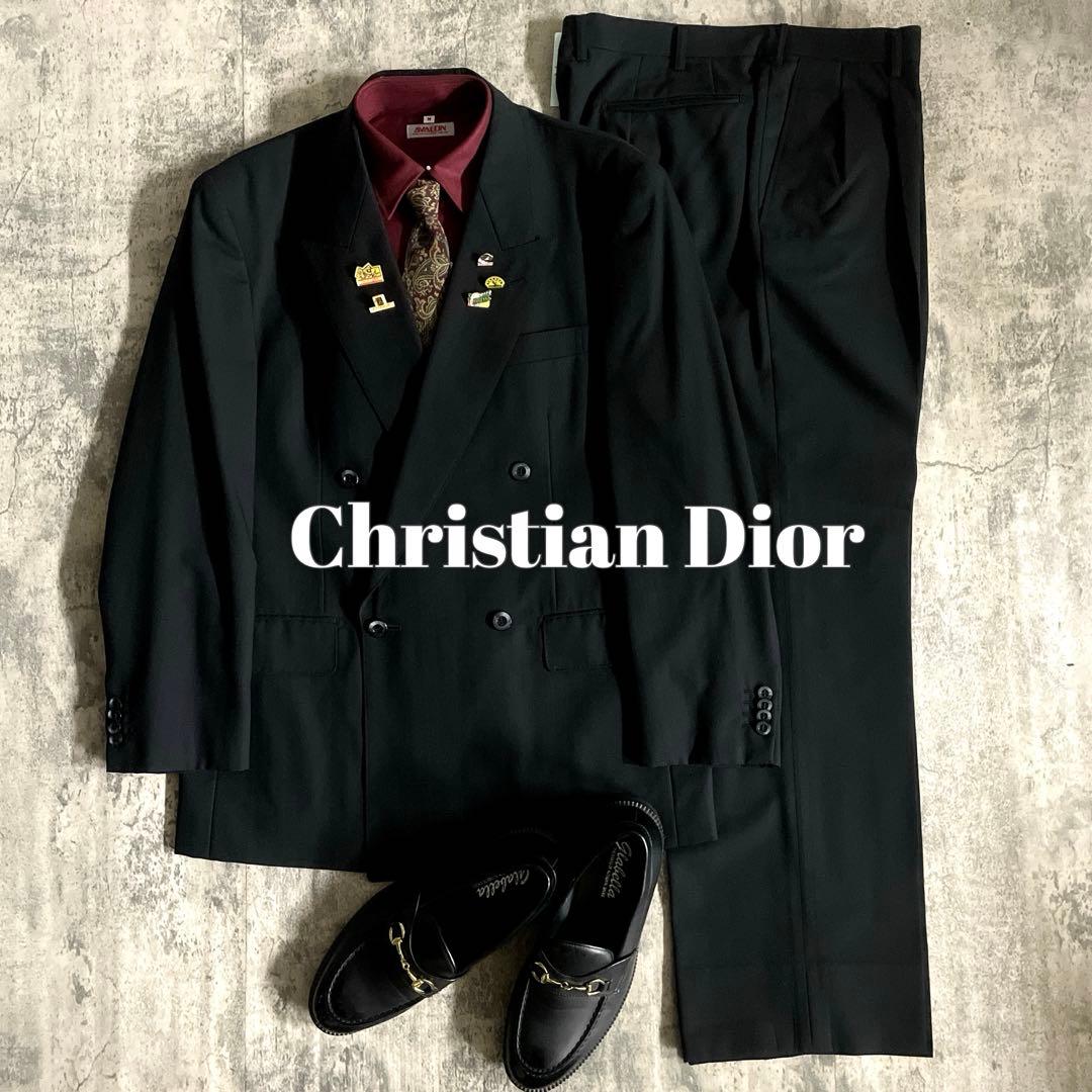 極美品 極上ウール Christian Dior ネクタイ 蛇柄 ダブルスーツ