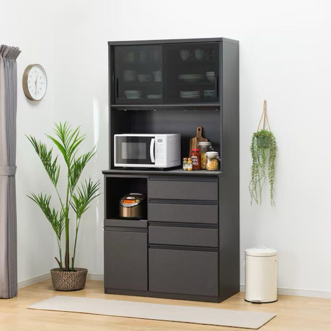 【美品】ニトリ キッチンボード SP201 100KB GY 食器棚