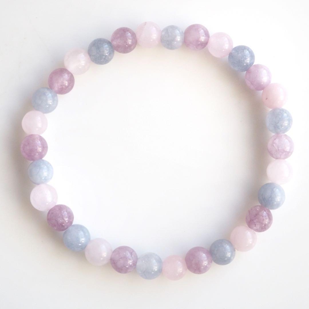 【blue.ks】ルビー翡翠のゴムブレスレット