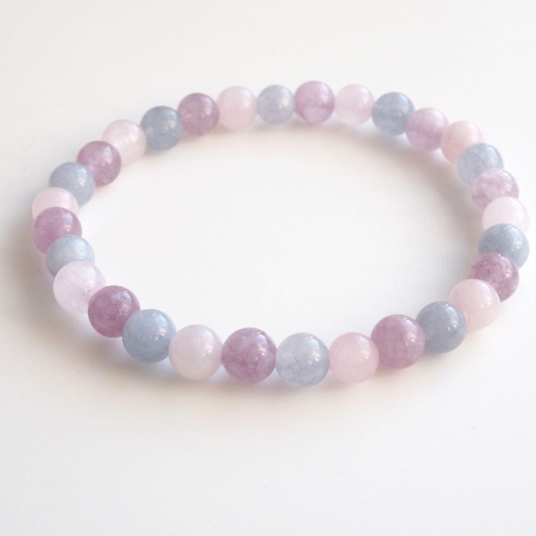 【blue.ks】ルビー翡翠のゴムブレスレット