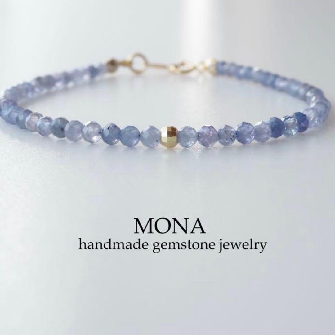 【blue.ks】ルビー翡翠のゴムブレスレット