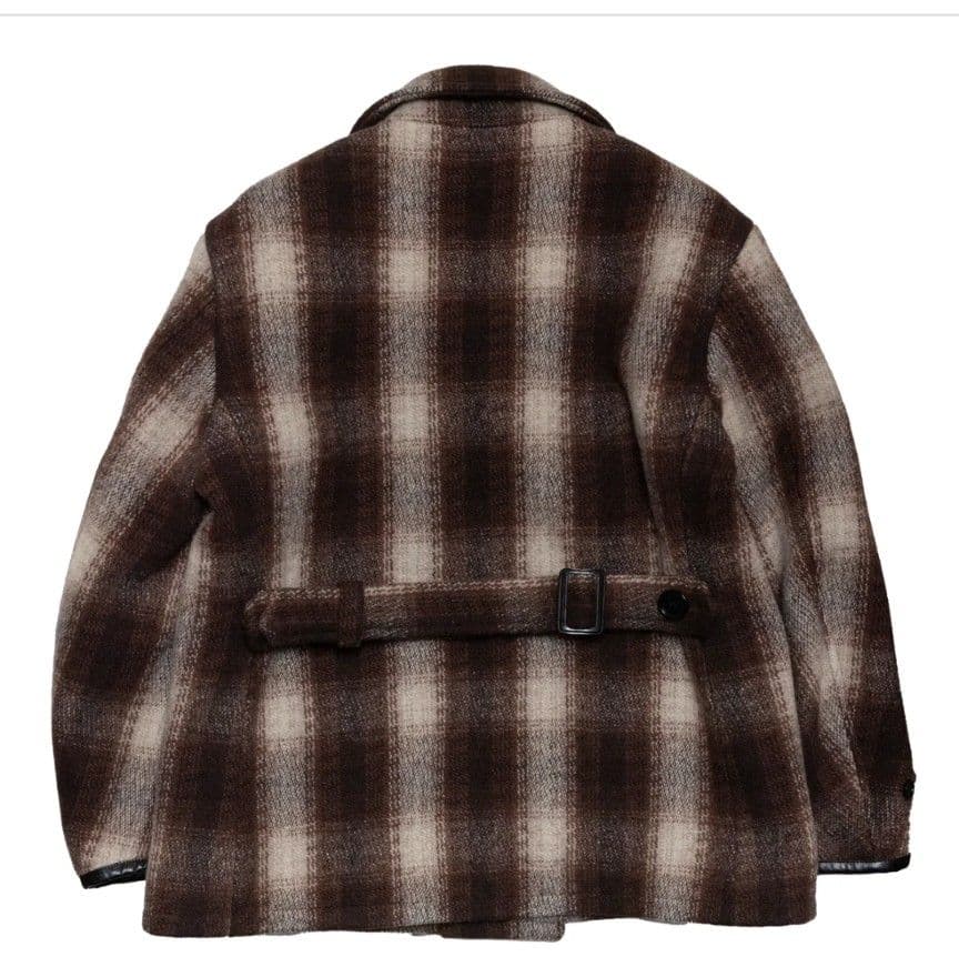 新品未使用 SUBCULTURE OMBRECHECK ピーコートブラウン 2