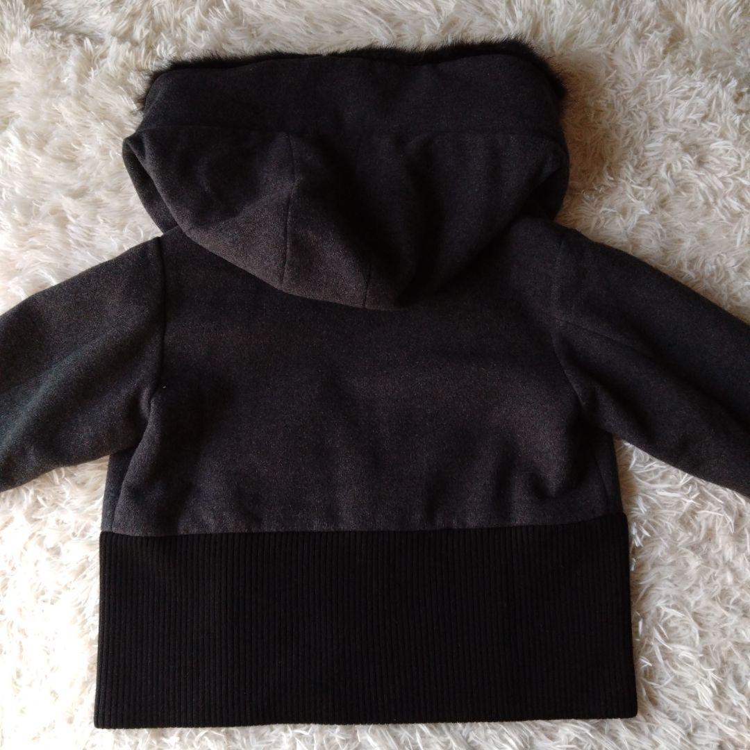 miumiuジャケット　アンゴラ　リアルファー　フード一 ブラック・グレー