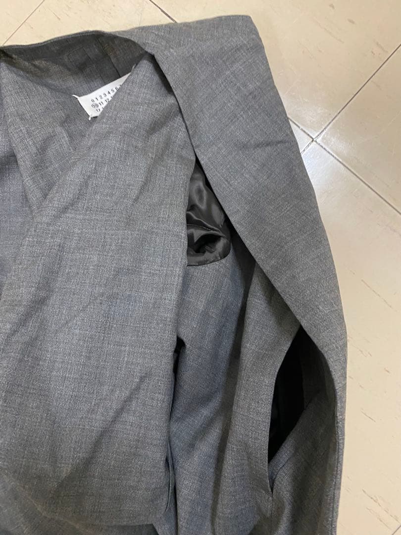 【着用感アリ】メゾン マルジェラ ノーカラージャケット(54)XXL程度 グレー