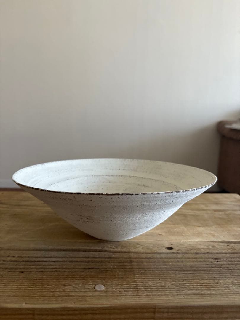 二階堂明弘 焼き締め リム鉢 大 白