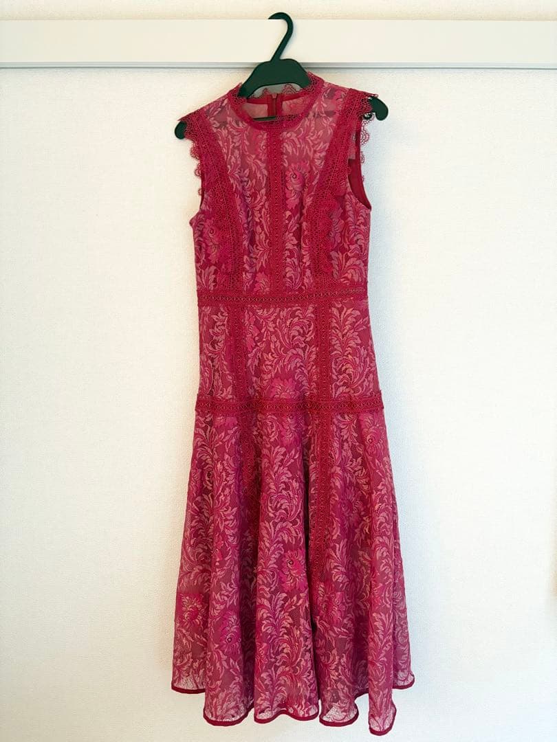 ERUKEI ワインレッド レースドレス ミディアムドレス ナイトドレス