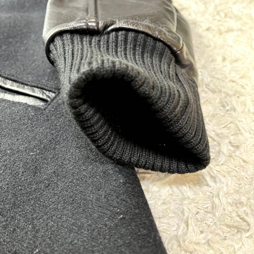 極美品/茶芯✨ショット ファラオジャケット レザー スタジャン 切替 ブラック