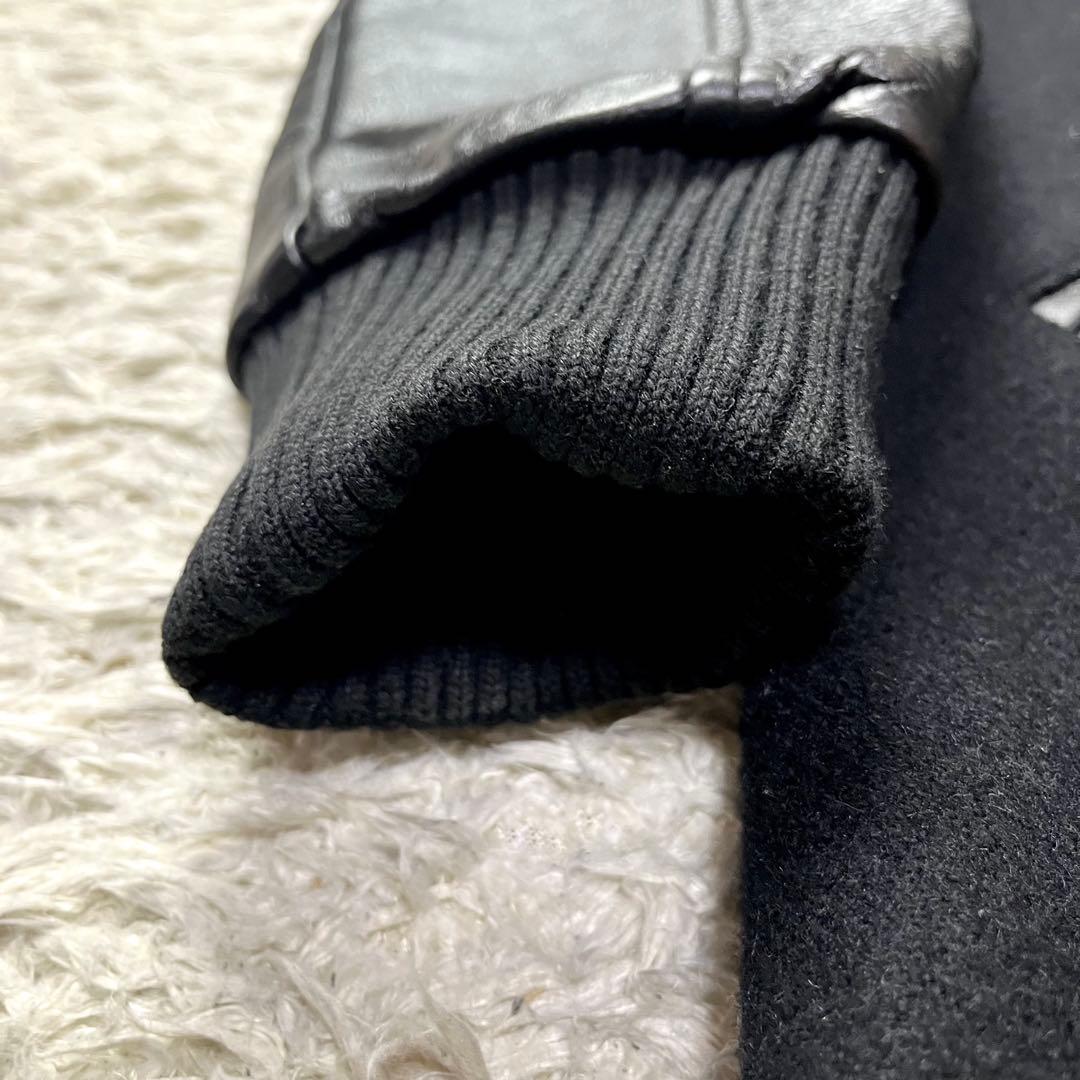 極美品/茶芯✨ショット ファラオジャケット レザー スタジャン 切替 ブラック