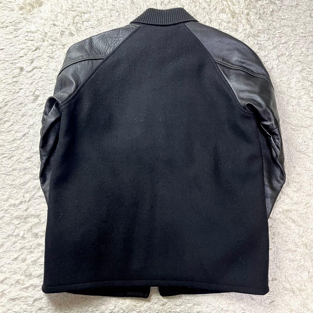 極美品/茶芯✨ショット ファラオジャケット レザー スタジャン 切替 ブラック