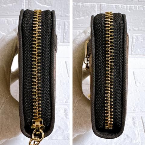 Pinky&Dianne ラウンドファスナー ベージュ×ダークブラウン 長財布