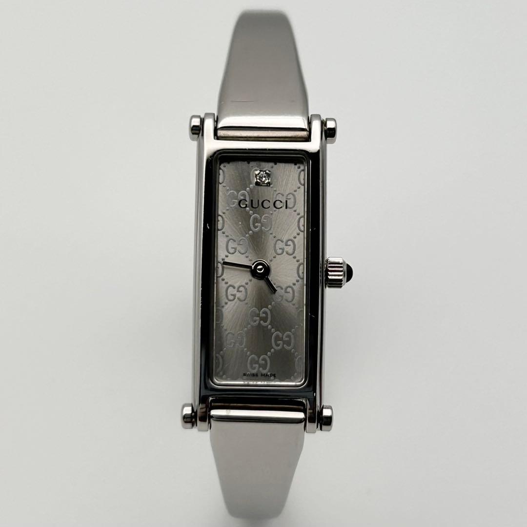【箱有 新品電池 稼働】GUCCI 1500L GG ダイヤ バングルウォッチ