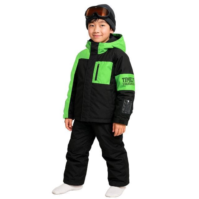 スキーウェア 男の子 上下セット サイズ調整付き ジュニア ライム 140サイズ