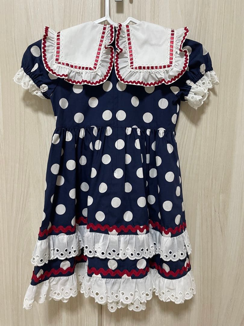 新品　シャーリーテンプル ドットフリルセーラーワンピース 110