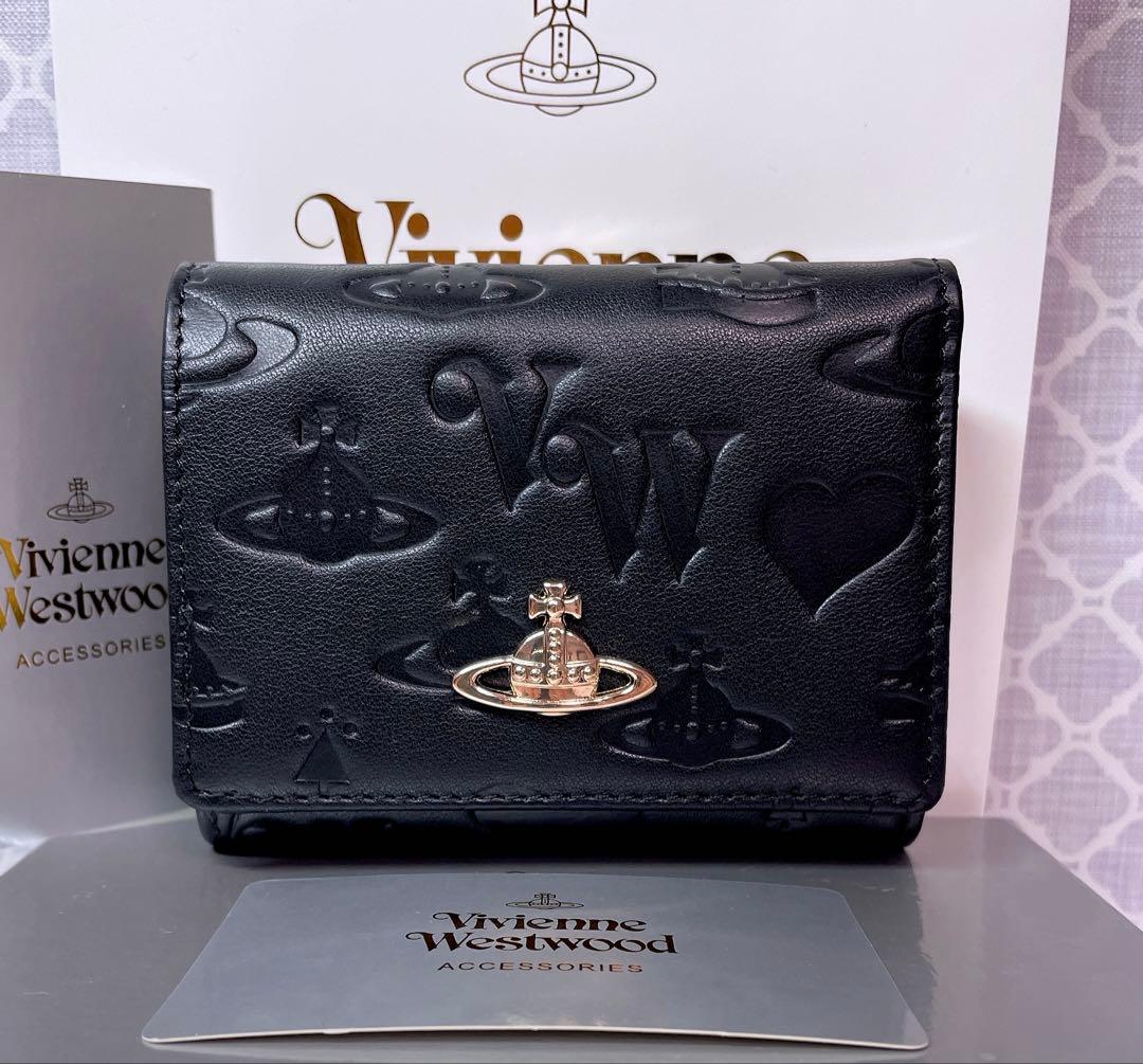 【最新❤︎新品】ヴィヴィアン・ウエストウッド　三折財布 マット黒
