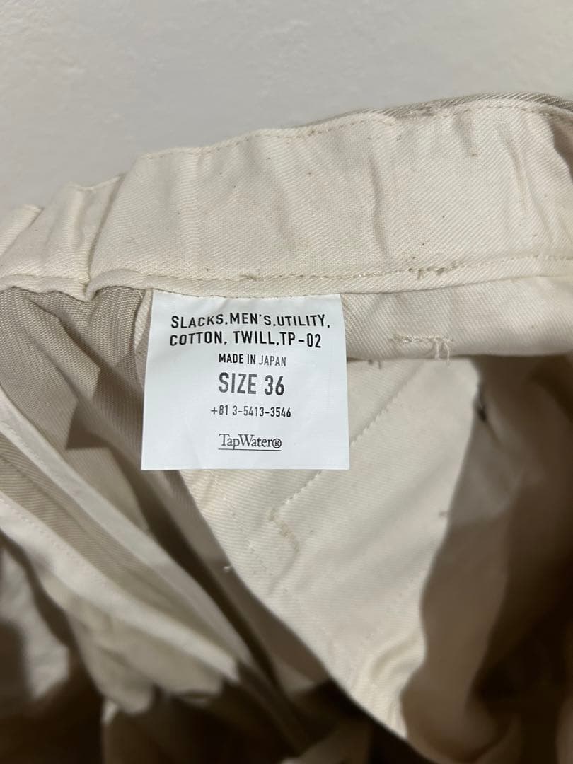 パンツ TapWater Cotton Chino Tuck Trousers 36