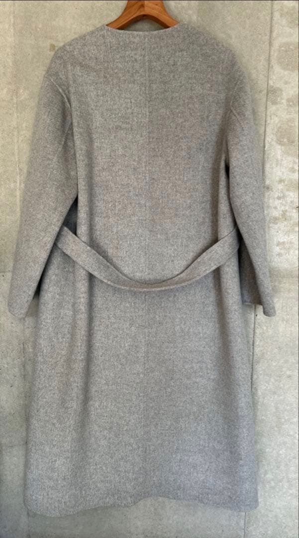 【あじ様】TOMORROW LANDウールリバーコート　36 ライトグレー