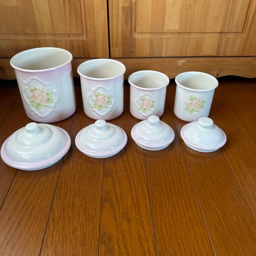 リンディ　ホーローキャニスター 4個セット　イマン ホーロー