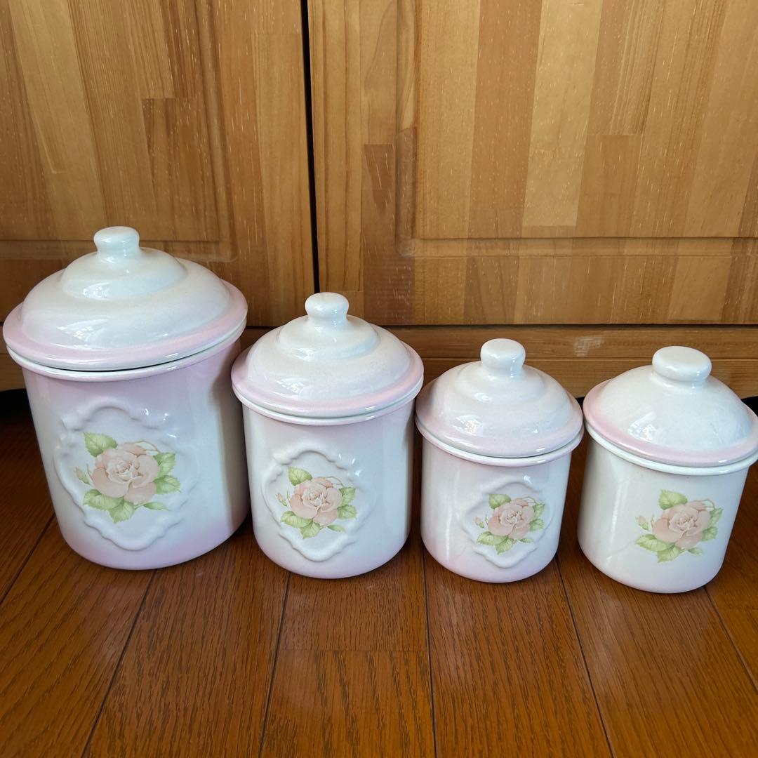 リンディ　ホーローキャニスター 4個セット　イマン ホーロー