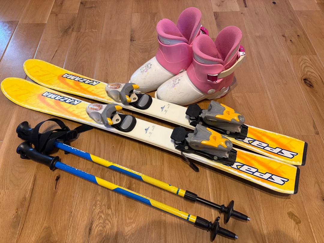KAZAMAスキーセット イエロー/ピンク