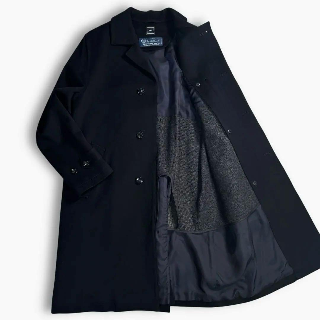 L 近年 極美品 シップス ロロピアーナ ロングコート ネイビー 23AW