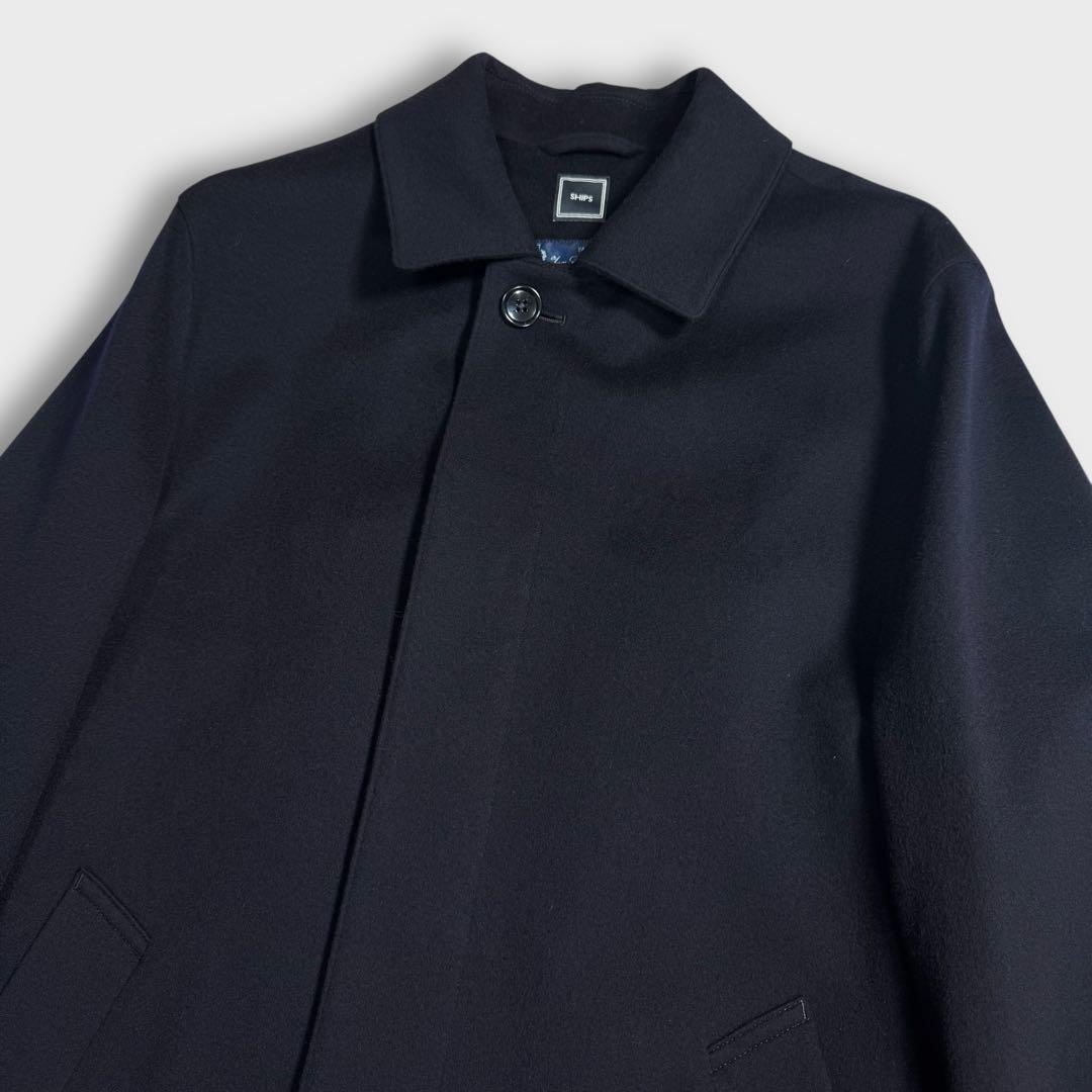 L 近年 極美品 シップス ロロピアーナ ロングコート ネイビー 23AW