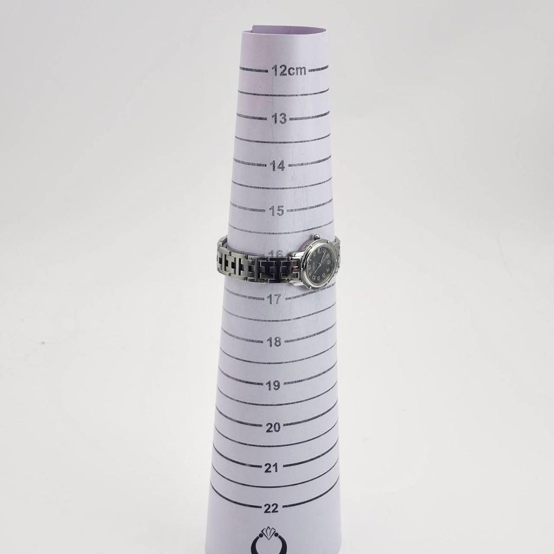 エルメス　クリッパー　ブラック文字盤　3針 シルバー　時計　Hベルト　付属品有り