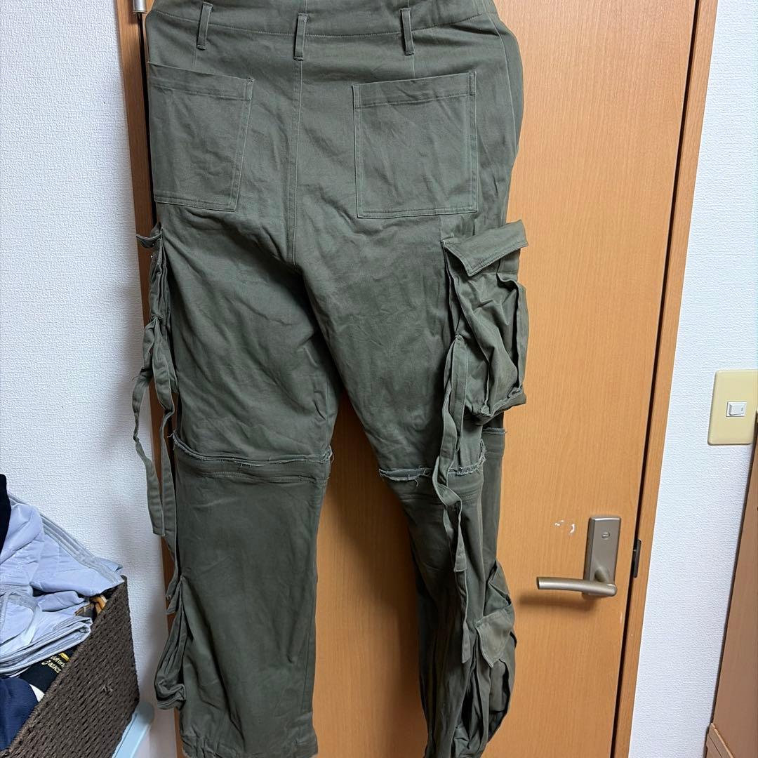 grancy ジップデザイン カーゴパンツ