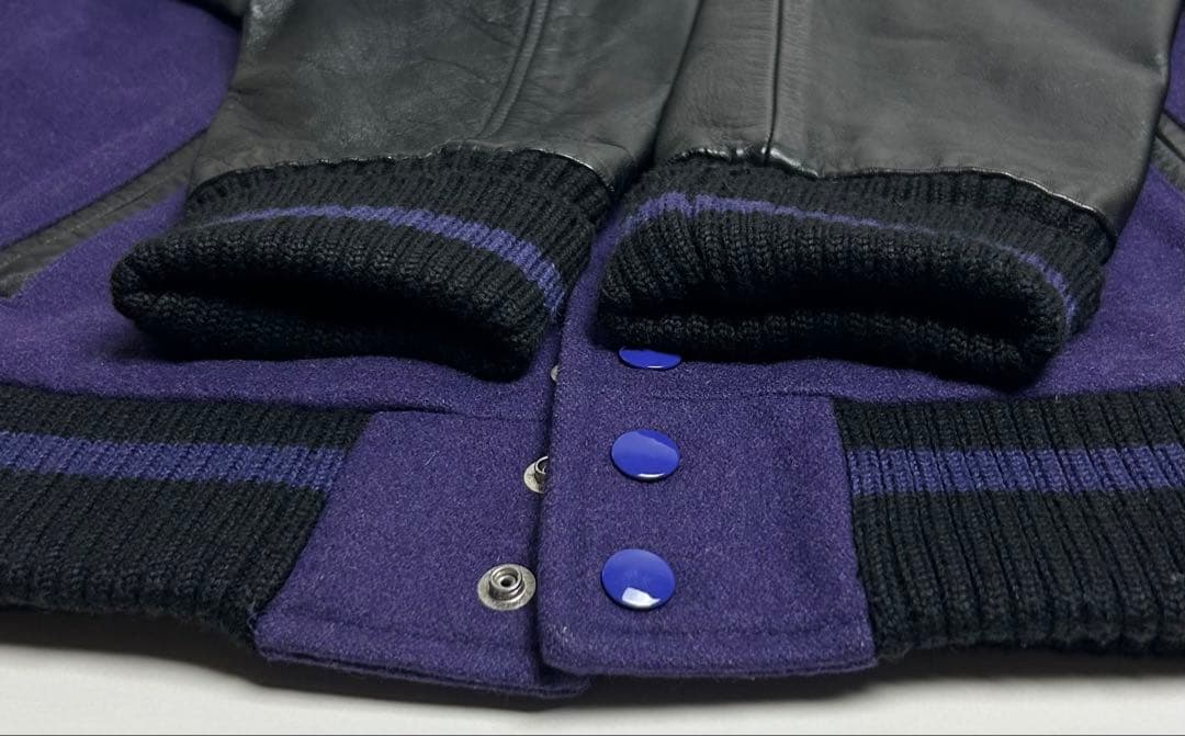 00s【美品】BEAMS/ビームス/袖レザースタジャン/アワードジャケット/牛革