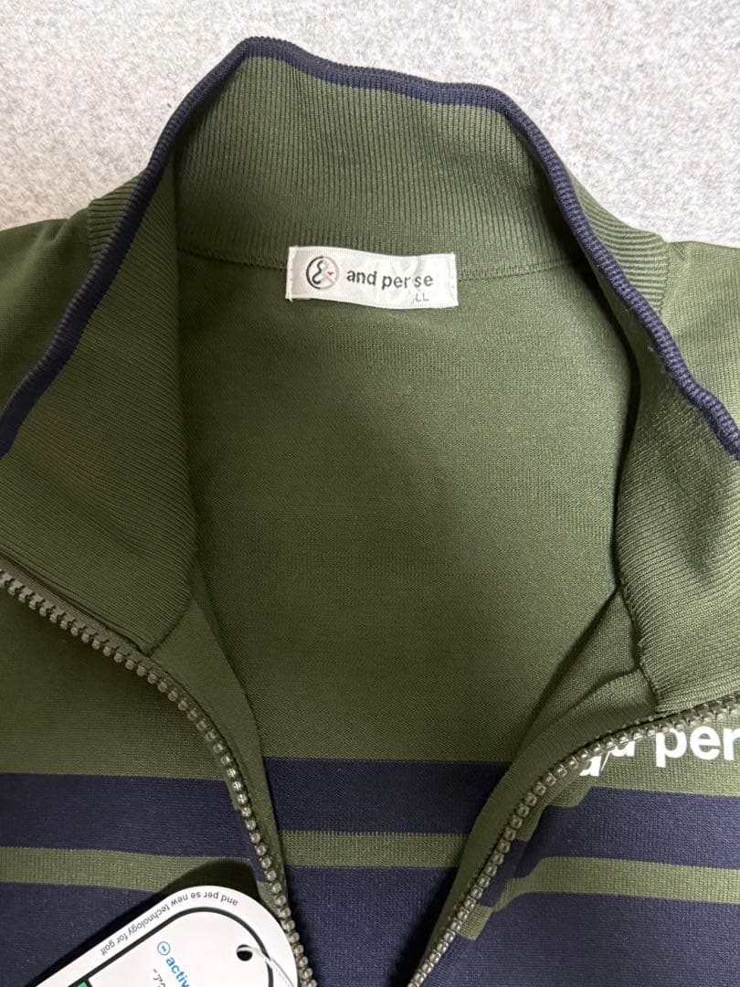 【未使用】and per se ジップアップ アクティブニットブルゾン LL