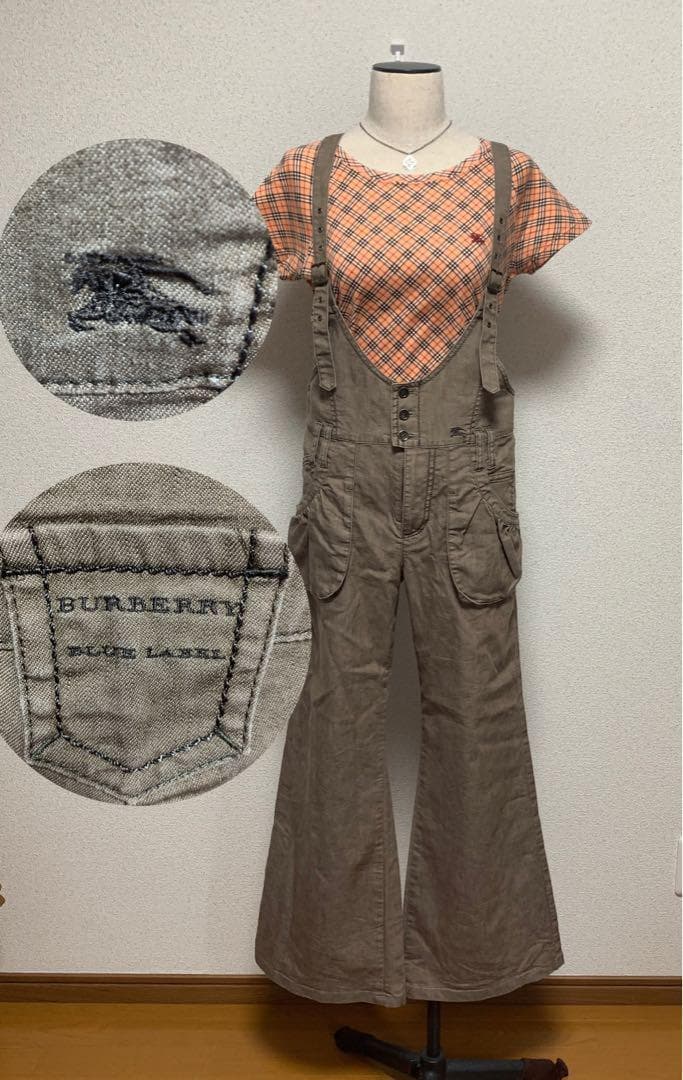 バーバリーブルーレーベル オーバーオール セレブ 高級 騎士 刺繍 ナイトホース